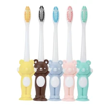 Детские мягкие мягкой Зубная щётка для детей зубов с мультипликационным принтом в виде мультяшных медведей и обучение зубные щетки Детские зубная щетка