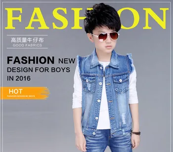 

2018, spring and autumn, new products, children's wear, pure cotton, Korean version, children's cowboy vest, boy's vest.
