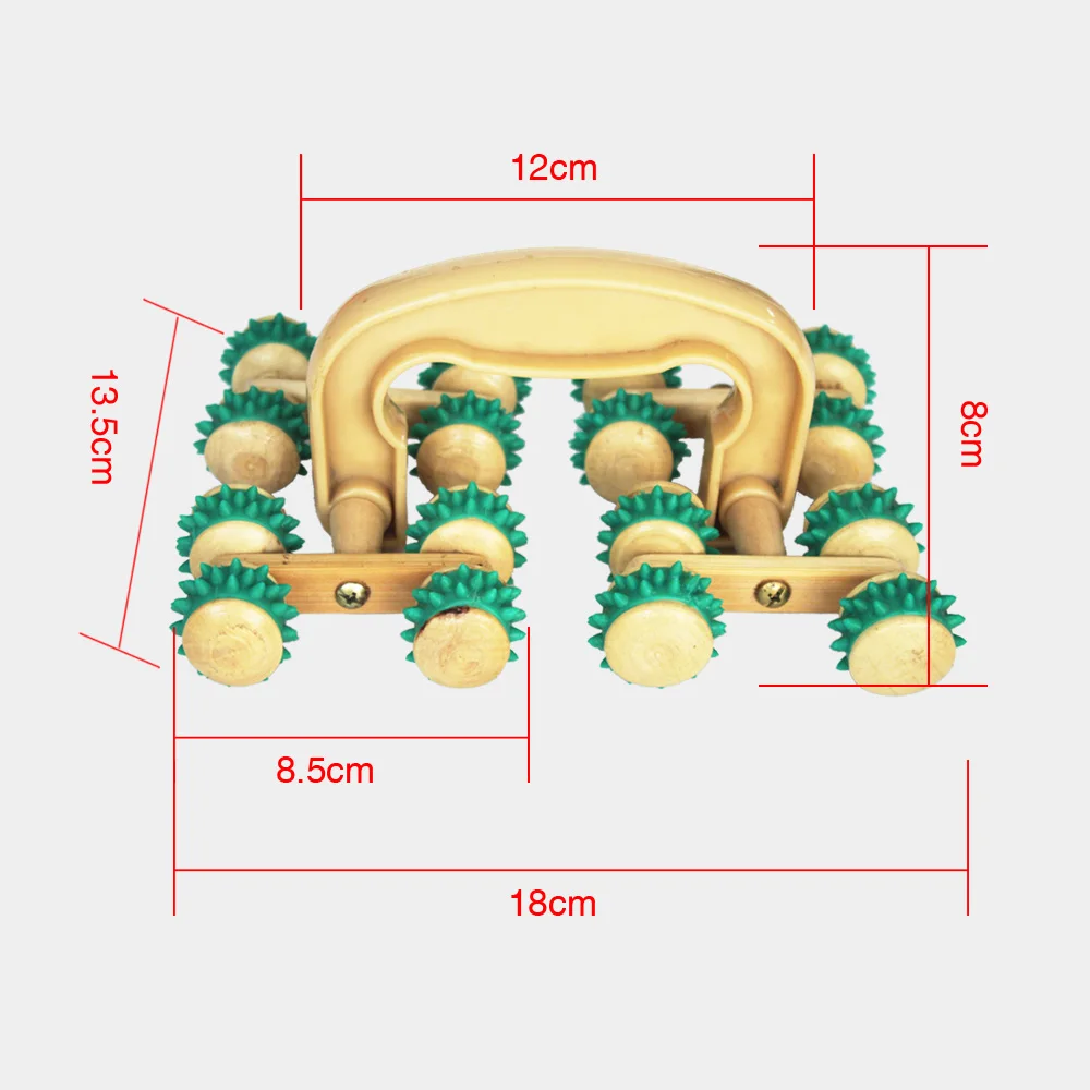 Деревянный 16 роликовый уход за деревом расслабляющий массаж рельеф массажер массаж ног Луноход расслабить ноги, спина, руки