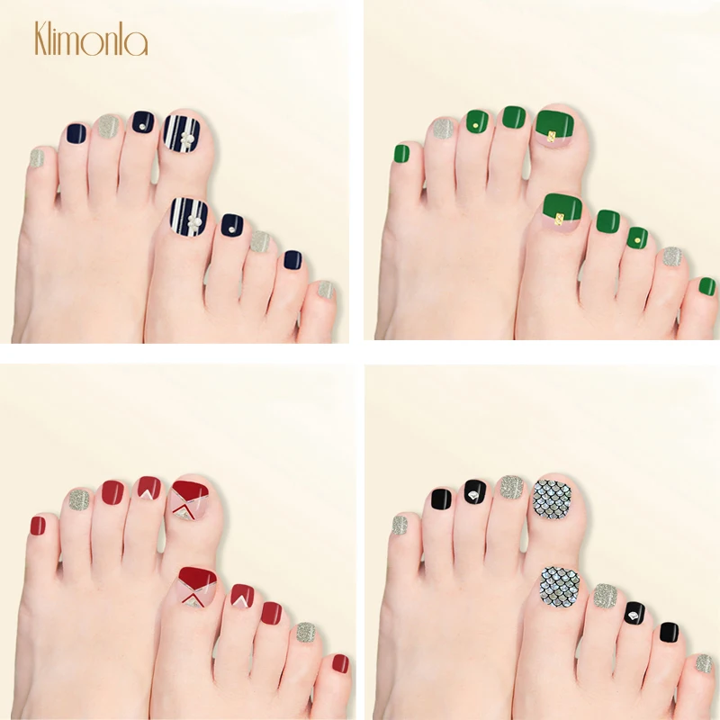 

Fashion 6 Sheets Full Cover Toe Nail Art Stickers Adhesive Foot Nail Wrap Decals Pedicure Sticker Toenails Decoration Tips