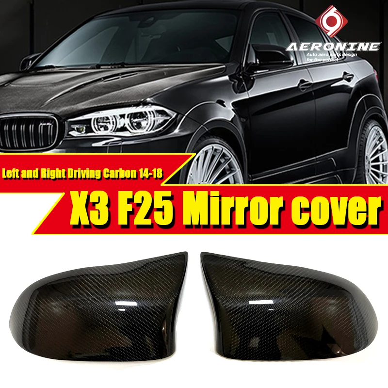 

Replacement F25 Mirror Cover Left and Right Driving Carbon Fiber Black Fit For BMW X series F25 Side Door Mirror Wing 2014-2018