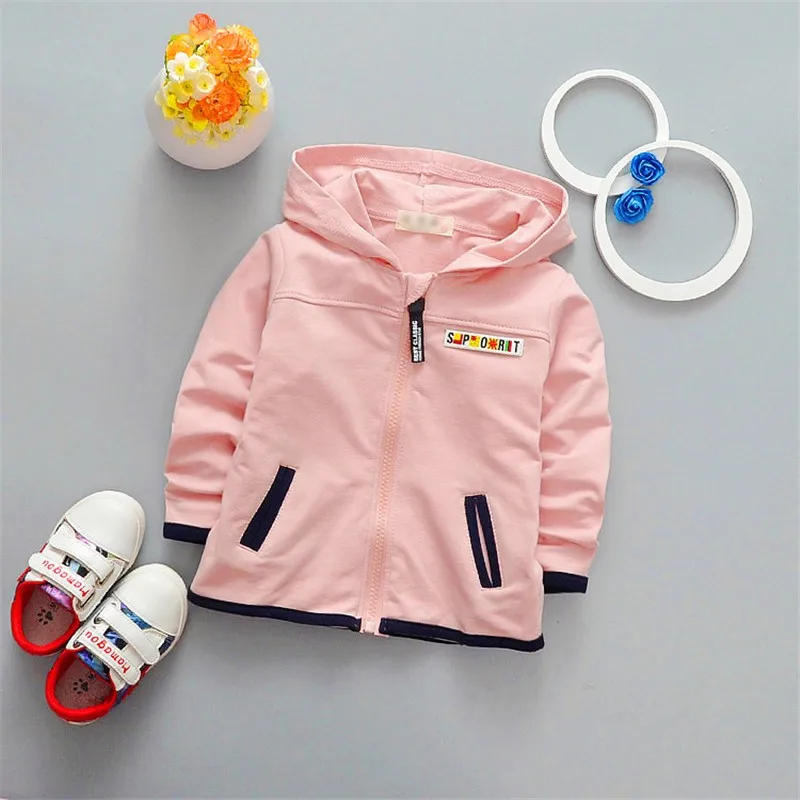 

2017 spring new children cardigan zipper hooded Coat long sleeve solid worsted baby cloth for girl and boy 4 months-24 months k1