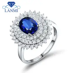 Шри-Ланки синий сапфир, алмаз Обручение Кольцо овальным вырезом 6x8 мм 18 К белого золота для Для женщин свадебные натуральная Ювелирные