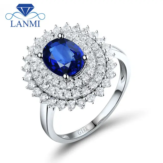 sri lanka blue sapphire diamond engagement ring oval cut 6x8mm 18k white gold for women wedding - Sapphire And Diamond Wedding Rings sri lanka blue sapphire diamond engagement ring oval cut 6x8mm 18k white gold for women wedding - Sapphire And Diamond Wedding Rings