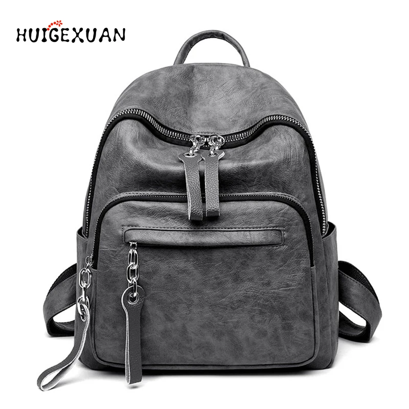 

Fashion Female Backpack 2019 Large Capacity PU Leather Bag For Teenage Girls College Schoolbag Leisure Backpacks Travel Backpack