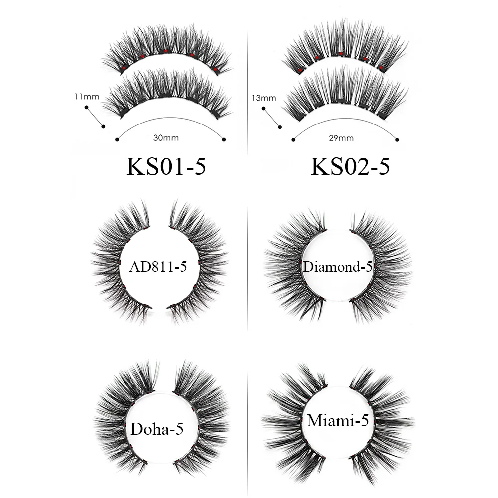

1Pair Magnetic with Five Magnetic False Eyelashes Waterproof Smudge proof Handmade Easy to Wear Magnetic Lashes