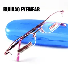 Очки чтения Для женщин дальнозоркостью очки около половины очки без оправы оправа с прозрачными линзами прочность+ 1,00+ 1,50+ 2,50+ 4,00 градусов