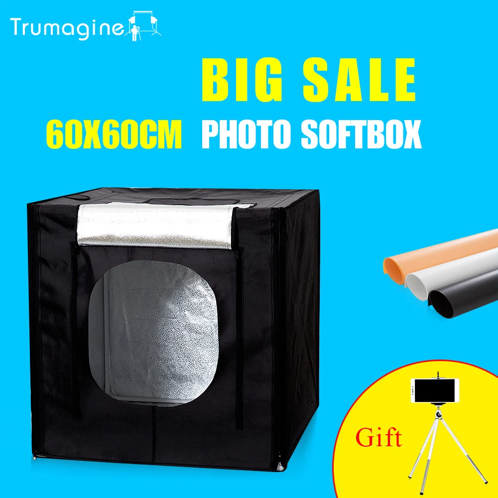 Trumagine 60*60*60cm Photo Light Box Photo Studio Lighting Tent For