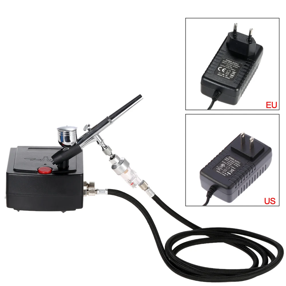 100-240V Dual Action Airbrush Spray Gun Air Compressor Kit Gravity Feed for Art Painting Craft Cake Air Brush Nail Tool Set