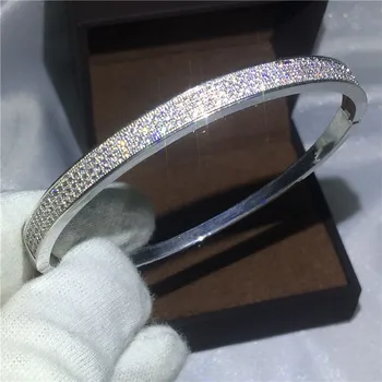

Infinity Bridal bracelet Pave setting AAAAA Zircon Cz White Gold Filled Engagement Bangle for women wedding accessaries Jewelry