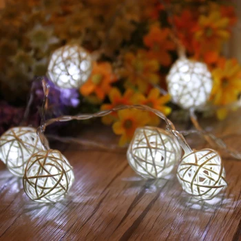

5m 50 Led Rattan Balls Fairy String light Decorative Lights Battery Operated Christmas Outdoor Patio Garland Wedding Decoration