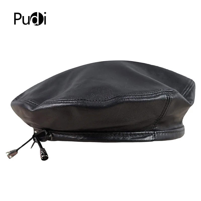  Pudi HL197 The new man's leather beret hat for the spring style of high quality sheep leather hat c