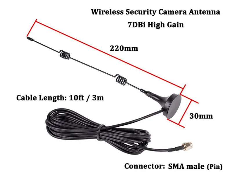 Для беспроводной камеры видеонаблюдения Wifi удлинитель антенна на присоске 3 метра удлинитель кабеля