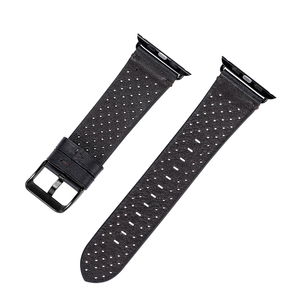 Ремешок для часов CHIMAERA Apple Watch черный/коричневый из натуральной кожи iWatch 38 мм 42 40 44