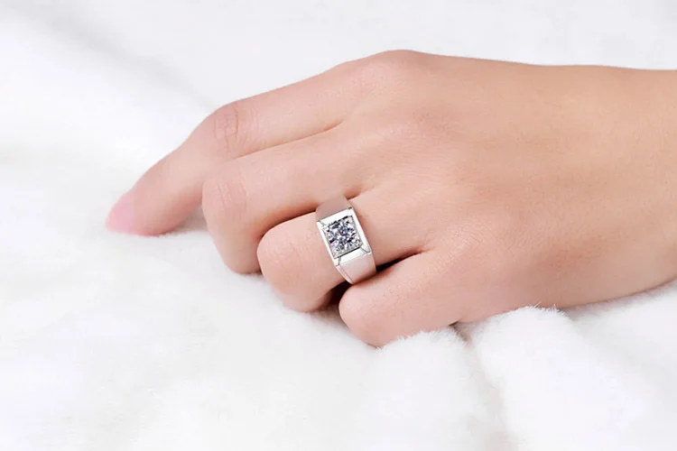 1 Carat Durable Nscd Excellent Diamond Men S Wedding Ring Solid