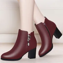 Crystal Decoration Pointed Toe Women Boots Ankle Boots Concise Fashion Winter Short Plush Boots Heels Pumps YG-B0030