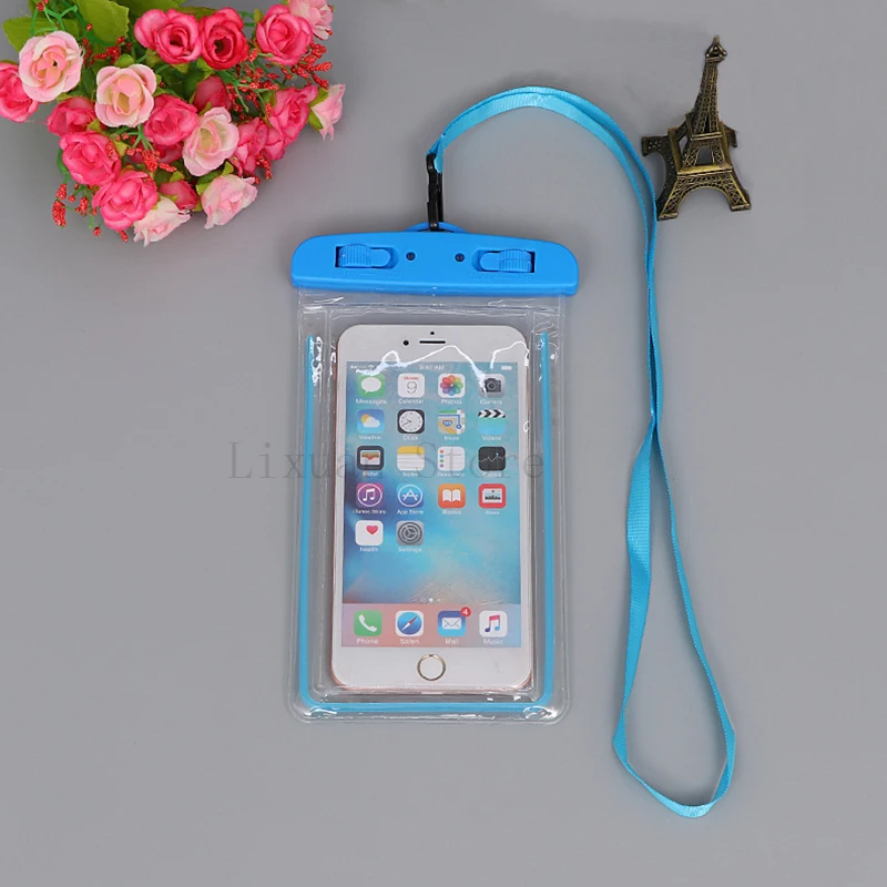 

Fluorescent Waterproof Phone Bags For iPhone X 6 6S Plus Swiming Mobile Phone Case Diving Storage Bag Case for iPhone 7 8plus XS