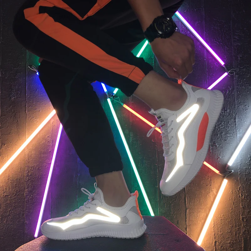 

2019 Hot New Trend Reflective Running Shoes Men Breathable Mesh Casual Wild shoes Boy Outdoor Trekking Jogging Sneakers Fashion