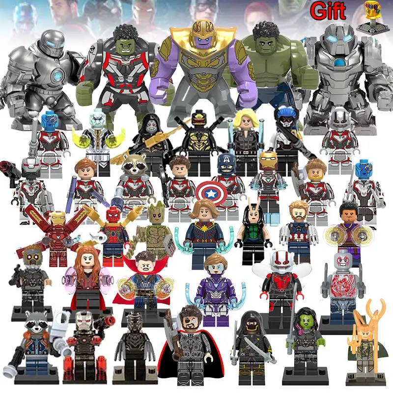 

40Pcs/lot Super Heroes Building Blocks lEGOED Marvel Avengers 4 figures Iron Man Hulk Captain Ant Man Wasp Thanos Endgame Toys