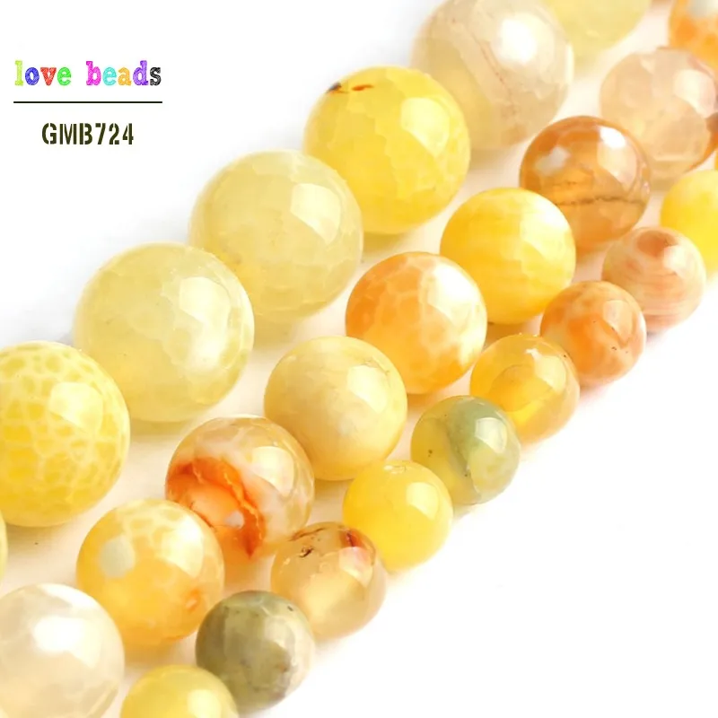 

Wholesale Yellow Fire Agates Onyx Round Stone Beads For Jewelry Making Diy Bracelet 15inch/strand 6/8/10mm