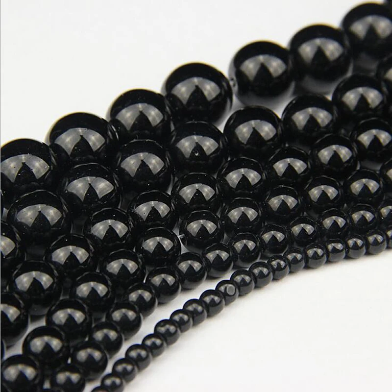 

Genuine Undyed Black Onyx Agates Diy Handmade Natural Stone Beads For Jewellery Making Round Shape 4/6/8/10/12mm Strand 15''