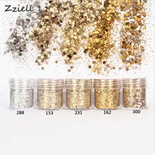 Zziell 1 банка/коробка 10 мл Шампанское Серебро Золото смешанный блестящий порошок блестки порошок для украшения геля ногтей