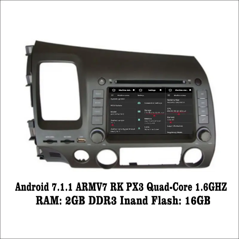 Excellent Liislee For Honda Civic 2006~2011 LHD Android 7.1 2G RAM Car Radio Audio Video Multimedia DVD Player WIFI GPS Navi Navigation 1