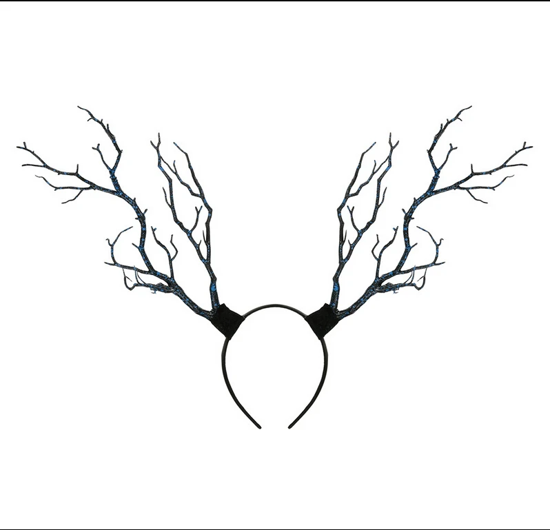 Повязка на голову в готическом стиле на Хэллоуин; Рождественский костюм с рогами; Женская повязка на голову; реквизит - Цвет: Navy