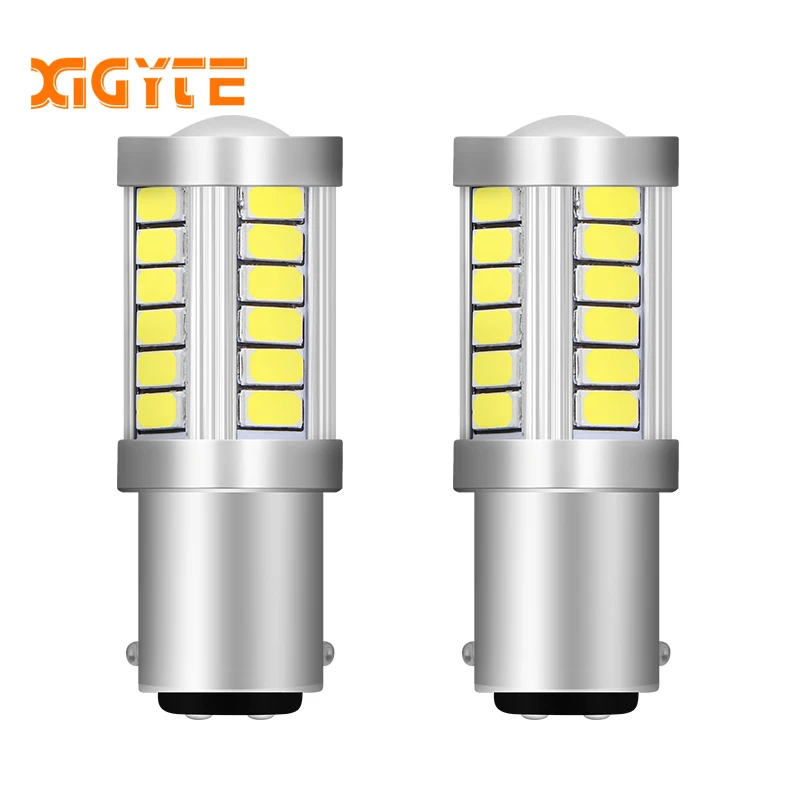 

2x P21/5W LED Car Light BAY15D led Bulb 1157 Tail Signal Brake Stop Reverse DRL Light 5W 12V 3014 33 led smd Yellow Car styling