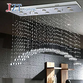 

Z Arched Clear K9 Rectangle Crystal Modern Crystal Ceiling Light Fixture Lighting (10 x 3W GU10 LED bulbs Included)