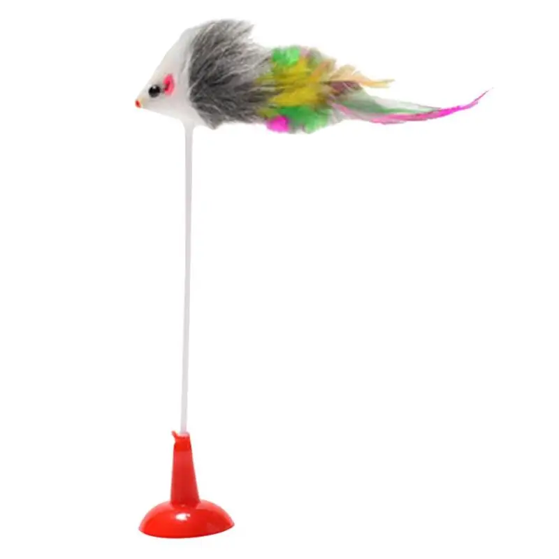 1pc Cat Interactive Toy Pet Supplies Plush False Mouse Chewing Scratch Playing Toy with Feather