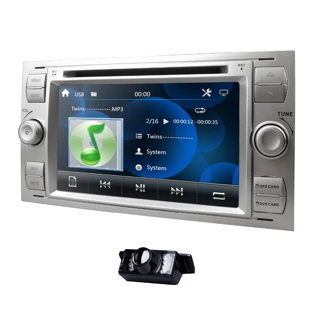 Top Free Camera +8G Map card Car DVD MP5 Player For Ford Focus/Mondeo/Transit/C-MAX/Fiest GPS DVR DAB+  RDS 1080P USB Cam in SWC 2
