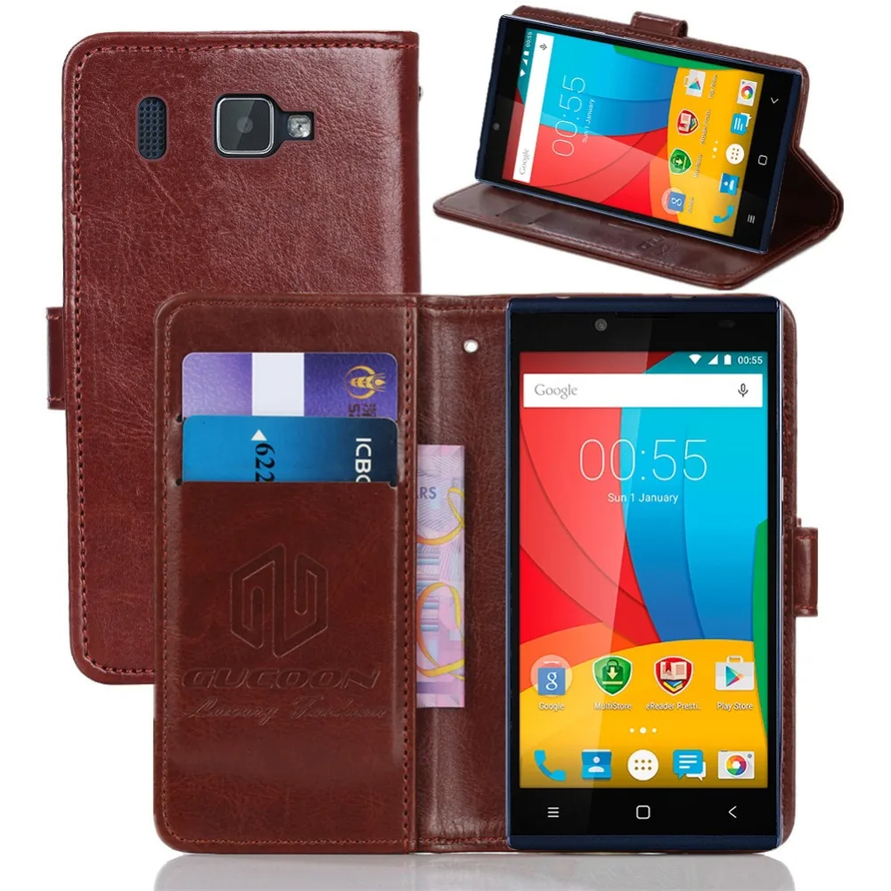 

GUCOON Vintage Wallet Case for Prestigio Grace Q5 5506 DUO PU Leather Retro Flip Cover Magnetic Fashion Cases Kickstand Strap