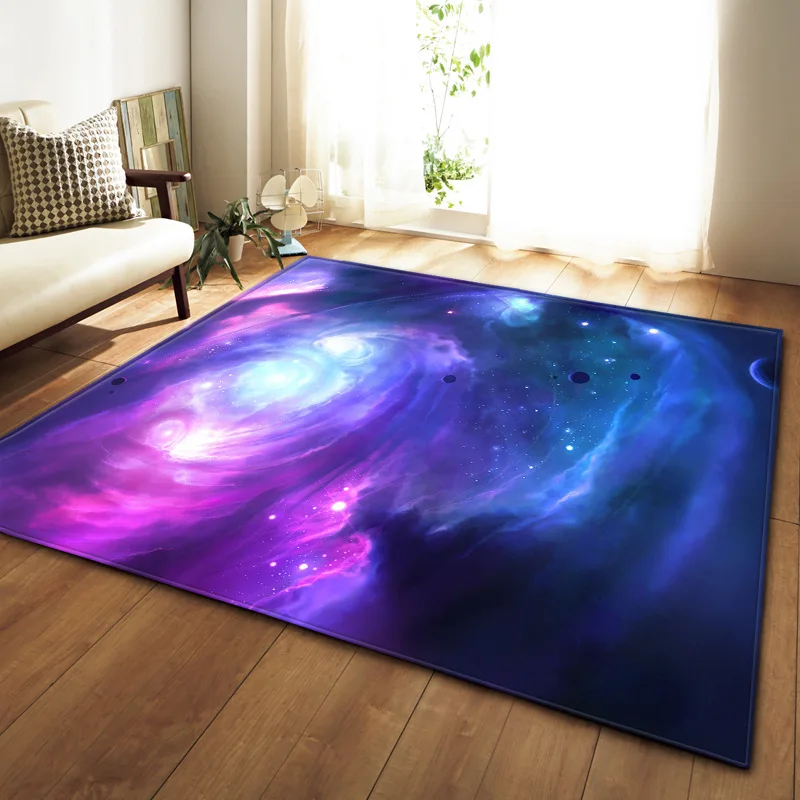 3D Galaxy Space Stars Carpets for Living Room Bedroom Area Rug Parlor Tea Table Decor Mat Soft Flannel Large Size Rug and Carpet