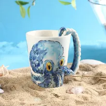 300 мл 3D животное керамическая чашка креативная морская кофейная кружка с изображениями животных ручная роспись Керамическая молочная кружка Haima Пингвин Дельфин Осьминог кружки