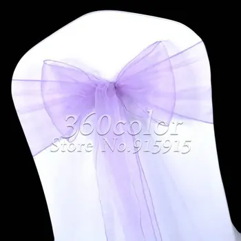 

100PCS Lavender Sheer Organza Chair Sashes Bow Cover Wedding party Decoration