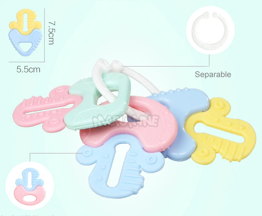 Marumine 8 шт. детские погремушки игрушки зубное кольцо колокольчики детские игрушки для детей возраста от 0 до 12 месяцев при прорезывании зубов