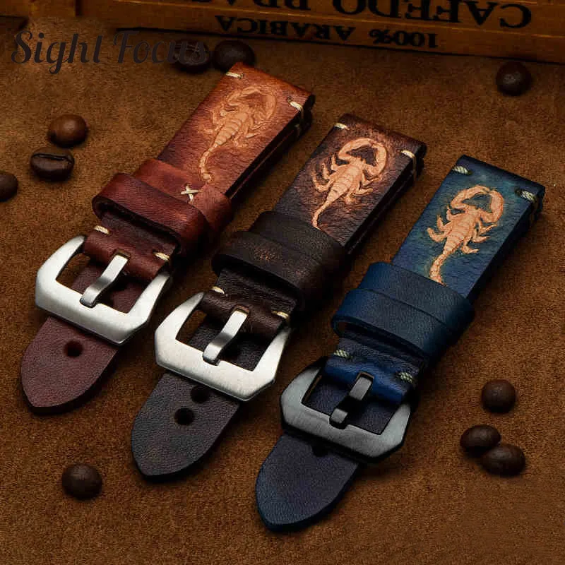

Constellation Scorpio Handmade Watchband for Panerai Italian Calf Skin Leather Watch Strap Black Brown Blue 22mm 24mm Bands Belt