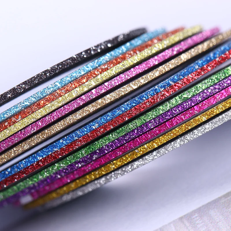 13 Rolls Matte Glitter Nail Striping Tape Line Multi-color Striping Adhesive Stickers Nail Art Decoration Manicure DIY Tips