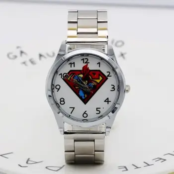 

New Cute Cartoon Superman style women Watches Kids Student Girls boys Quartz Metal steel ladies Wrist Watch