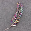 9.5x2.5cm AB Rhinestone Leaves feather Brooches Fashion Embroidered Patch Iron on Sewing Crystal Applique For Suit dress Jewelry ► Photo 3/6