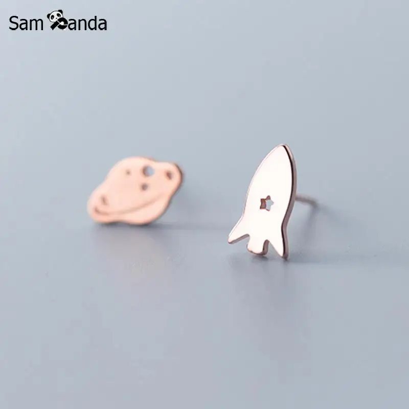 925 пробы серебро пространство вселенной планета ракеты серьги гвоздики для женщин и девочек гипоаллергенный Мода Серебряный подарок