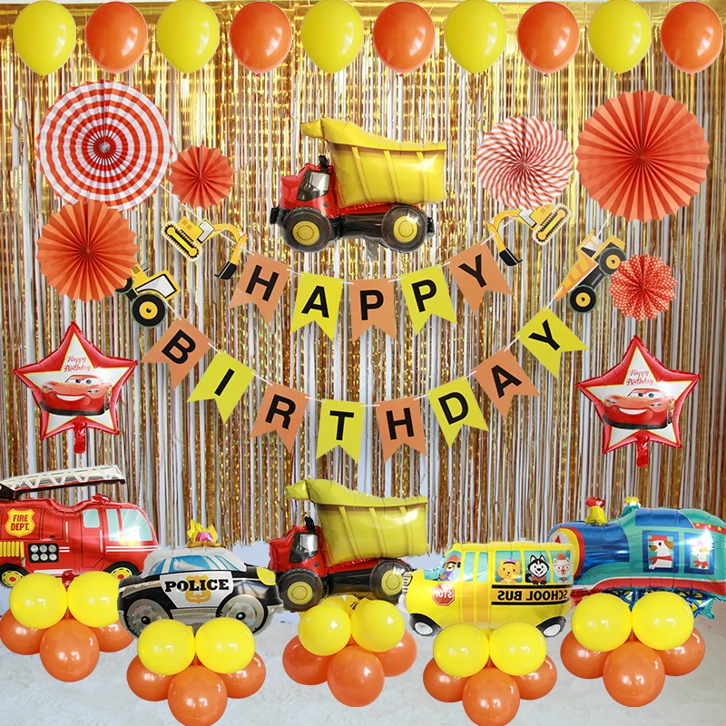 Строительный автомобиль, украшение для дня рождения, для мальчиков, на день рождения, баннеры для детей, на день рождения, декор для детей