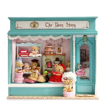 Cute Families House Crafts for Children Miniature House Diy Bear Fairy Tales Assembled Model Kids Toys Juguetes Brinquedos sylvanian families house diy french coffee trip handmade house wooden toy crafts for children toys for girls juguetes brinquedos