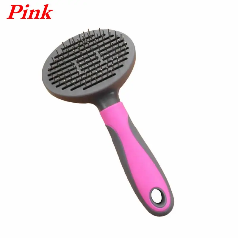 Pink Pets Self-cleaning Combs Thick Open Needle Style New Type Pet Comb Cat Dog General-purpose Automatic Hair Removal - Цвет: Pink