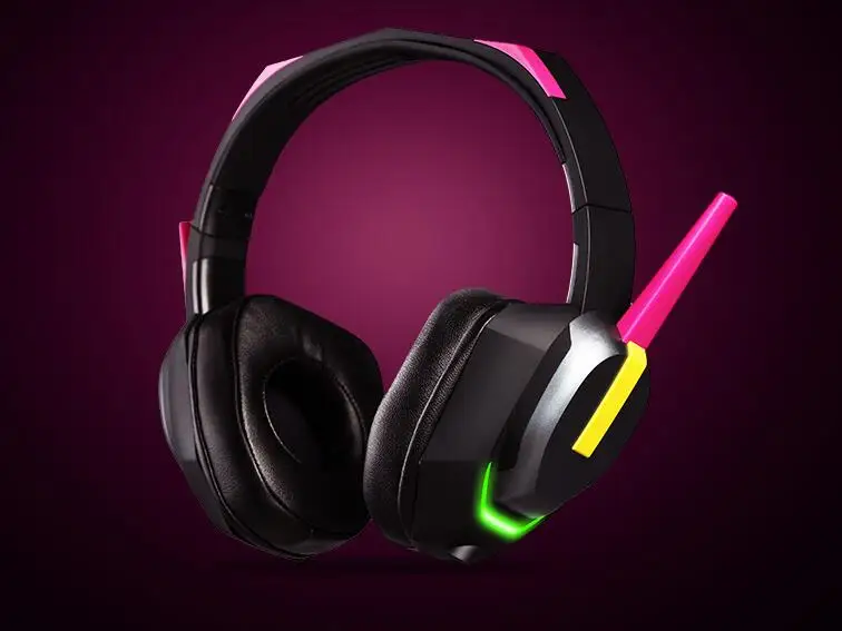 

1:1 LED D.Va MEKA Analog Gaming Headset Watch Over Dva Headphone EVA Bluetooth pairing headset