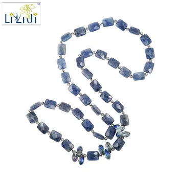 

Lii Ji Natural Blue Aventurine 12x16mm Square Shapre,Glass Long Necklace Approx 89cm