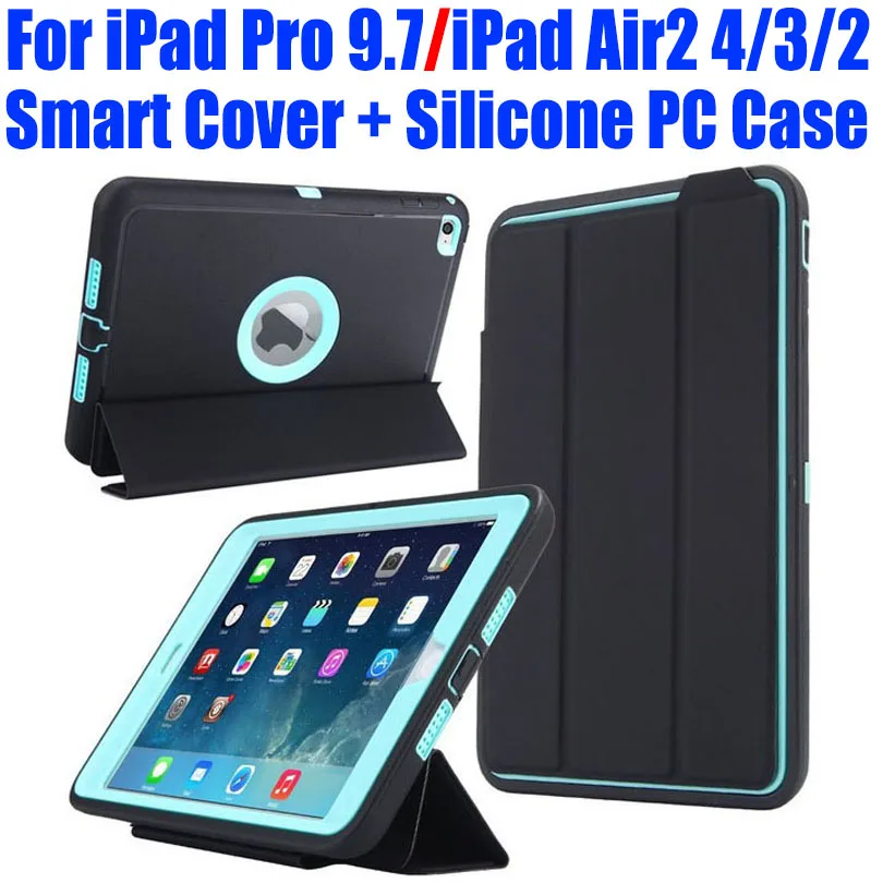 Для iPad Pro 9 7 Air2 4/3/2 умный чехол + силиконовая безопасная броня для детей
