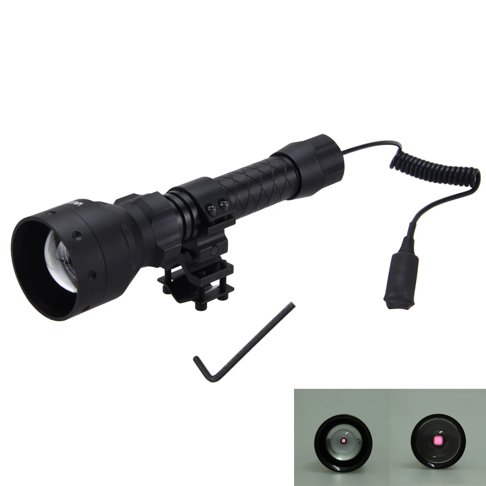 Tocha de Longo Infravermelha + 25mm Caça Alcance Lanterna Rifle Montagem Interruptor Pressão Remoto 2 Pcs Bateria Carregador 850nm ir 4 pressão remoto 2 pcs bateria carregador