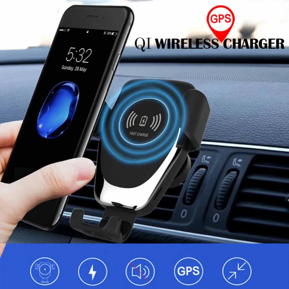 

1PCS 3 In 1 Car GPS Tracker Device Locator Qi Wireless Car Charger for IPhone Samsung Auto Air Outlet Phone Holder Car Accessory